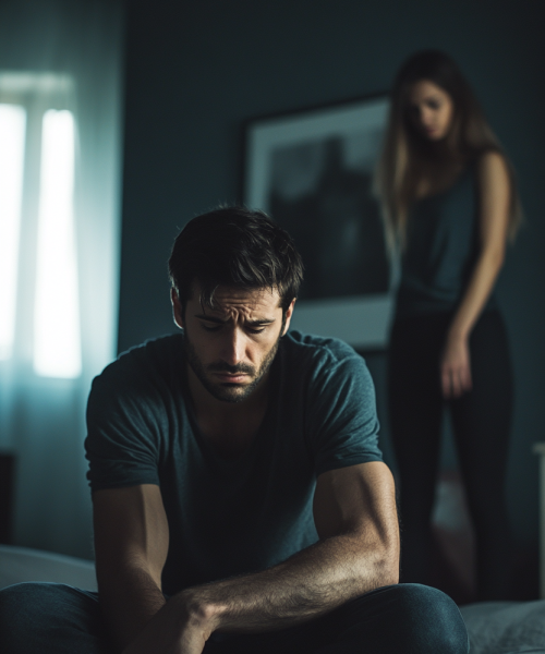 adrianborras_Portrait_of_a_man_sitting_on_a_bed_in_a_dark_room__9324380e-e5e1-45fe-bd6d-dca1b4bec4c4